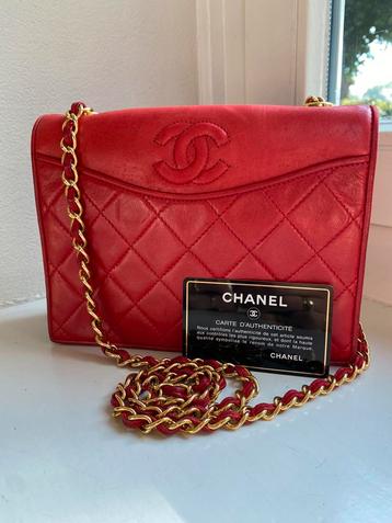 Chanel | rood | lambskin | full flap | vintage | crossbody beschikbaar voor biedingen