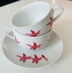 2 porseleinen kopjes met schotel DOUWE EGBERTS Orchidee, Antiek en Kunst, Antiek | Servies los, Ophalen of Verzenden