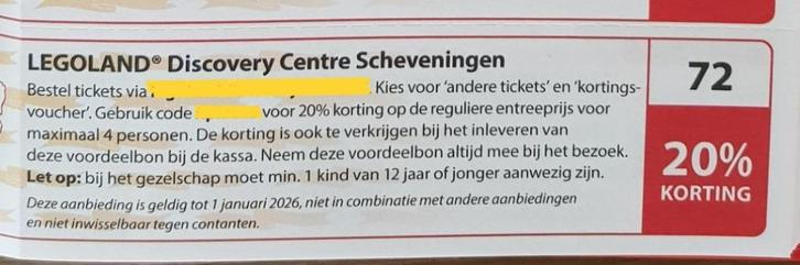 LEGOLAND Discovery Centre Scheveningen kortingsbon, Tickets en Kaartjes, Kortingen en Cadeaubonnen, Drie personen of meer, Kortingsbon