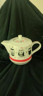 Franse theepot porselein met uiltjes decor, Ophalen of Verzenden, Porselein, Overige stijlen, Overige typen