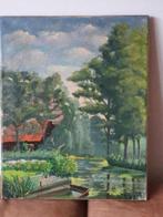 Schilderij Boerderij met sloot en boot J. Hartsma Groningen., Antiek en Kunst, Ophalen