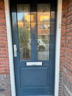 Massieve Voordeur met Glas in Lood, Doe-het-zelf en Verbouw, Deuren en Horren, Ophalen, Gebruikt, 80 tot 100 cm, 200 tot 215 cm