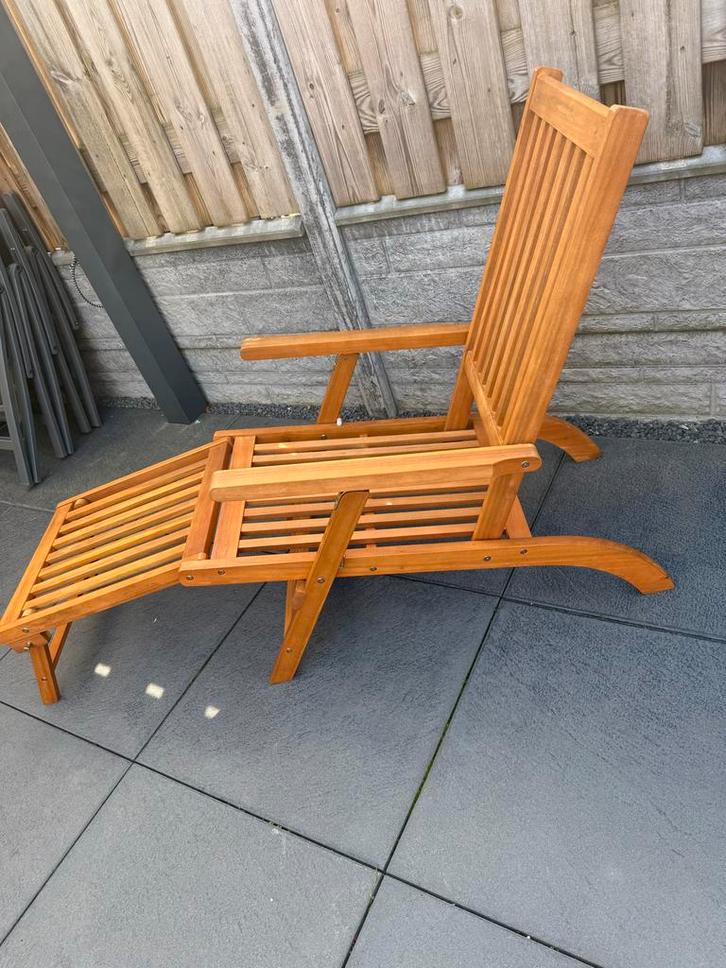 Houten Ligstoel - Tuin, Strand, Relaxen!, Tuin en Terras, Tuinstoelen, Nieuw, Hout, Verstelbaar, Ophalen