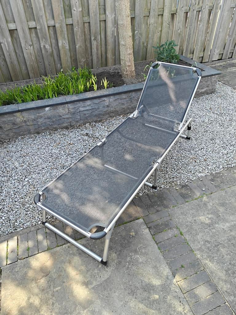 Opvouwbaar Ligbed, Tuin en Terras, Ligbedden, Gebruikt, Aluminium, Inklapbaar, Verstelbaar, Ophalen