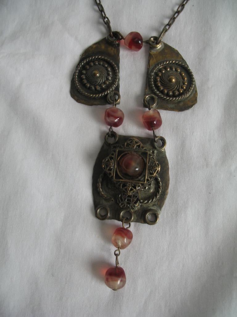 Berber Tribal Style Ketting met Hanger Koperlook Vintage, Ophalen of Verzenden, Overige materialen, Overige typen