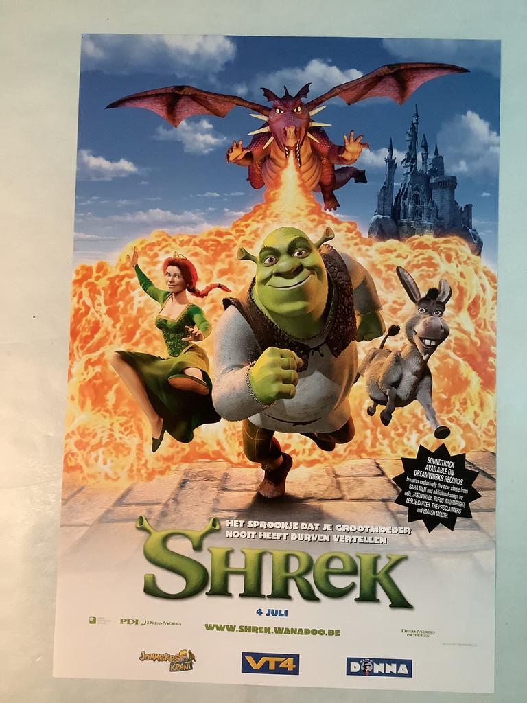 SHREK    FILMPOSTER    40-60 cm, Ophalen of Verzenden, Zo goed als nieuw, Deurposter of groter, Film en Tv