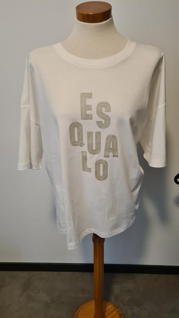 Prachtig offwhite met goudkleurige tekst Esqualo xxl, Kleding | Dames, Overige kleuren, Maat 42/44 (L), Ophalen of Verzenden, Korte mouw
