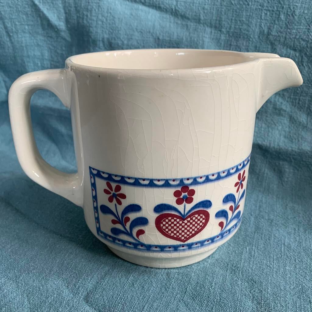 Vintage Staffel stoneware Germany blauw en rode hartjes, Ophalen of Verzenden