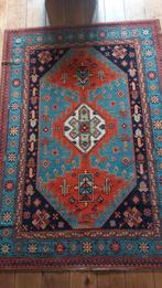 Kaukasisch vloerkleed met patroon in rood en blauw, Gebruikt, Blauw, 200 cm of meer, Ophalen of Verzenden