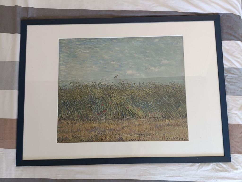 Houten lijst met glas en Van Gogh poster - 100x70 cm, Ophalen, Gebruikt, 75 cm of meer, 50 tot 75 cm