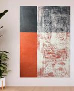 Groot Minimalistisch vlakken schilderij, paars, oranje, wit, Ophalen