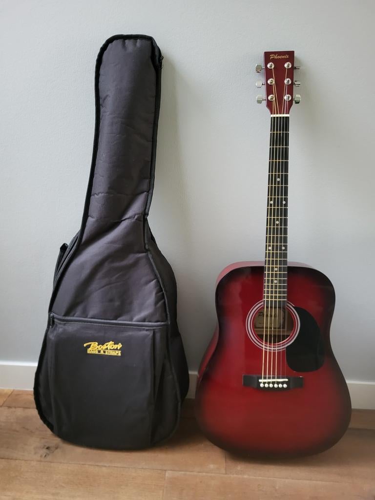 Phoenix Western gitaar met hoes, Ophalen, Gebruikt, Western- of Steelstringgitaar, Met koffer