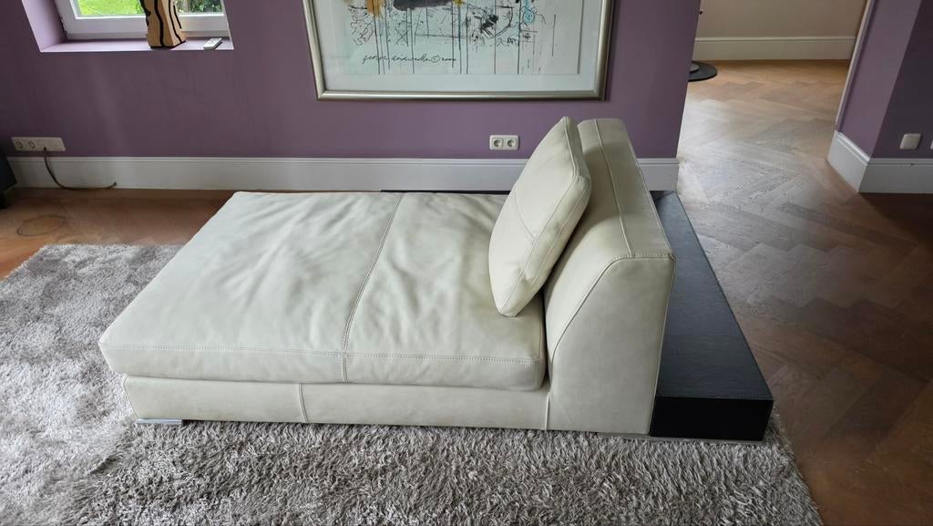 Frigerio Chaise Longue Wit Leer - Modern & Comfortabel, Ophalen, Gebruikt, Eenpersoons, 125 tot 150 cm