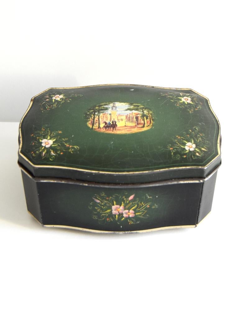 Oud Douwe Egberts theeblikje / trommeltje op pootjes, Ophalen of Verzenden, Gebruikt, Thee, Douwe Egberts