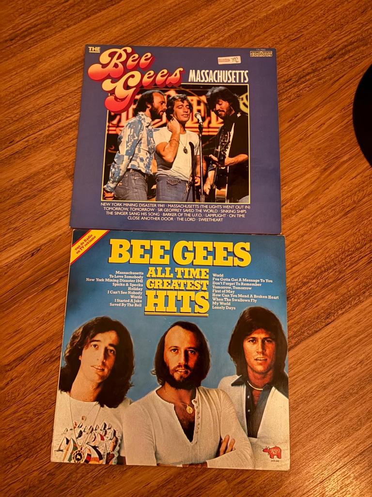 Bee Gees LP's: Massachusetts & All Time Greatest Hits, Cd's en Dvd's, Vinyl | Pop, Ophalen of Verzenden, Gebruikt, 12 inch