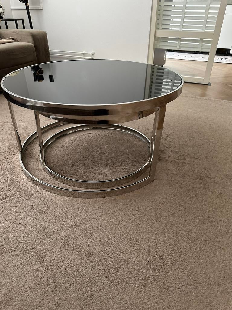 Salontafels, 50 tot 100 cm, Rond, Zo goed als nieuw, Glas