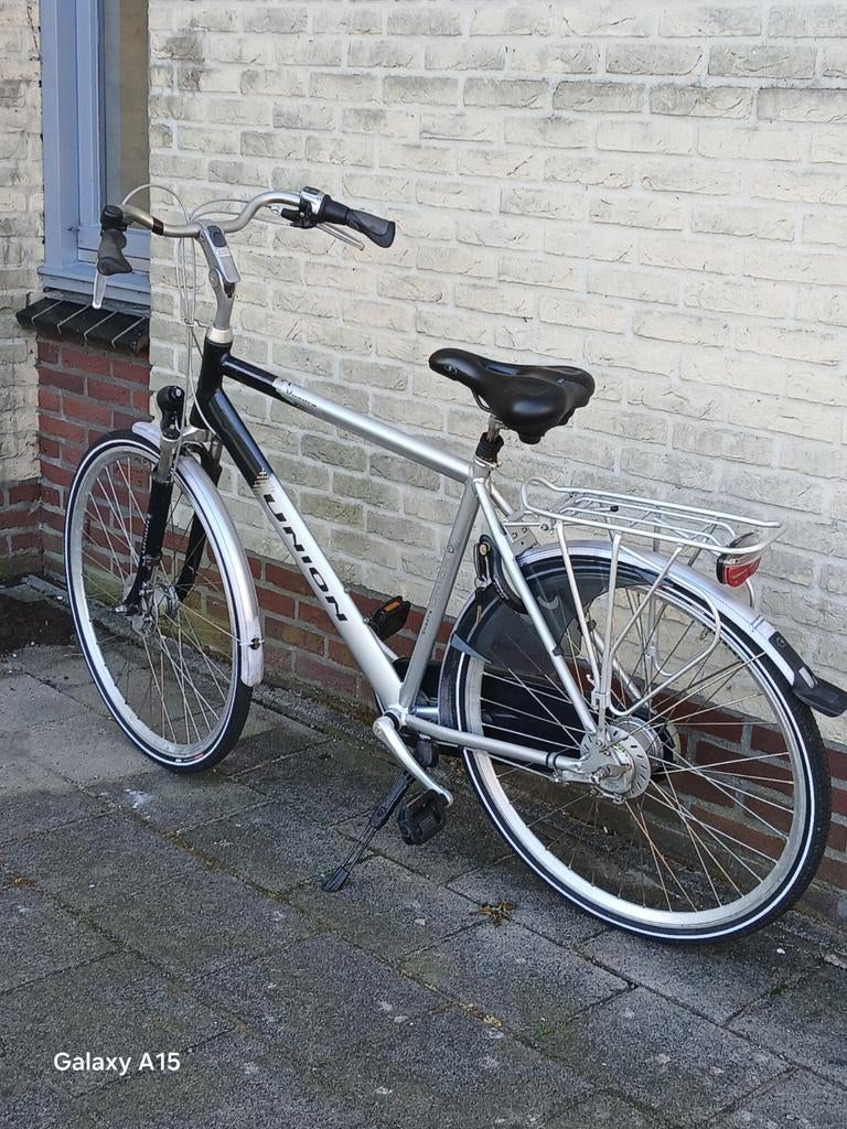 Union herenfiets - Zilver/Zwart - Goede staat, Fietsen en Brommers, Fietsen | Heren | Herenfietsen, Ophalen of Verzenden