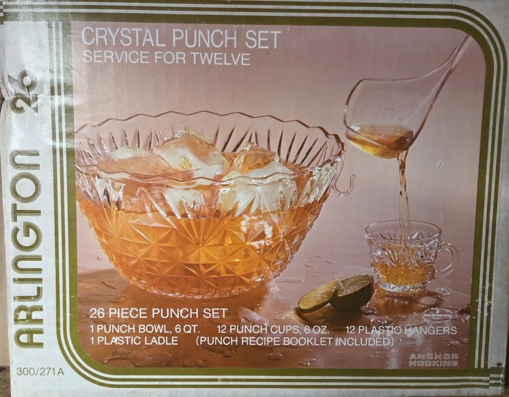 Vintage Arlington 26-piece punch bowl set in original box, Ophalen of Verzenden