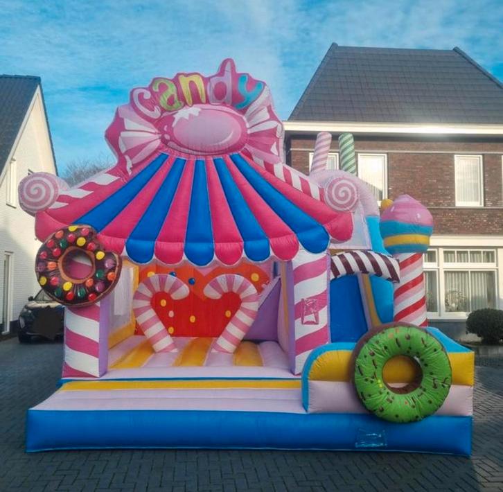 Springkussen “Candy” te huur, Hobby en Vrije tijd, Feestartikelen | Verhuur, Nieuw, Overige, Ophalen of Verzenden