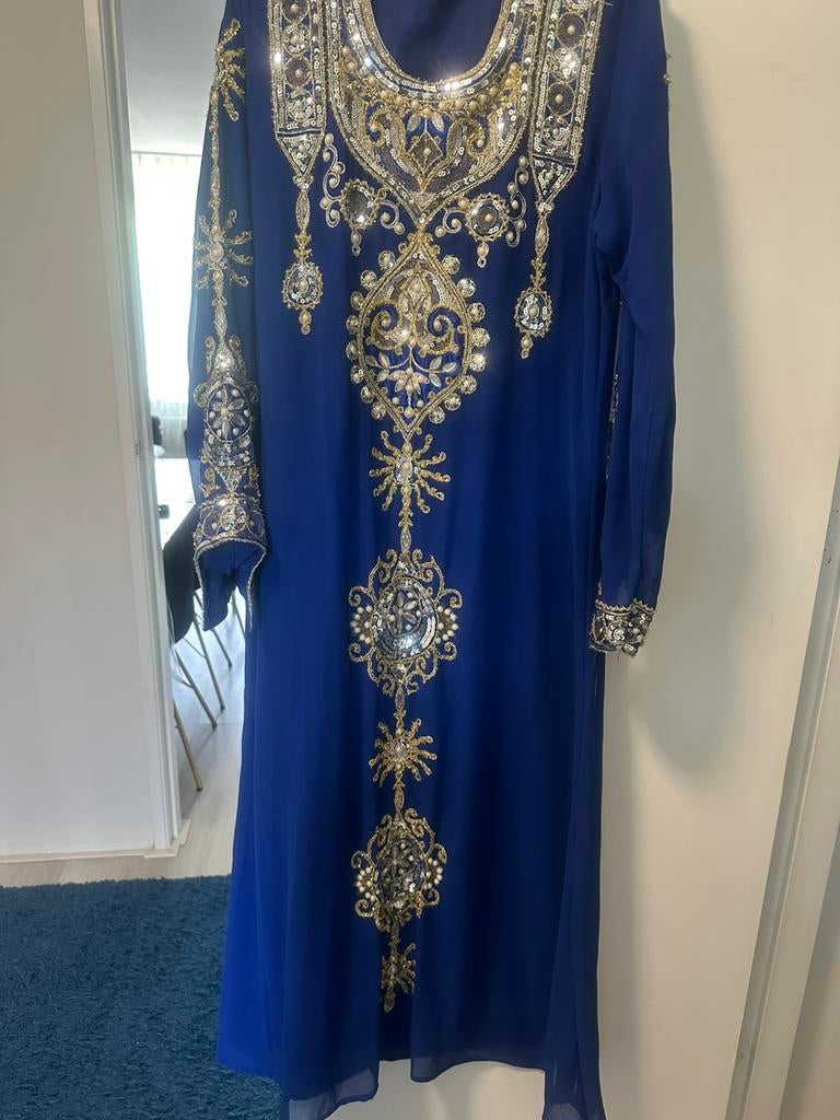 Mooie maxi feest jurk, Kleding | Dames, Gelegenheidskleding, Maat 38/40 (M), Overige typen, Blauw, Ophalen of Verzenden