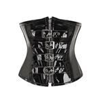 Zwart dames lak korset met riempjes glanzend glimmend leren, Verzenden, Zwart, Body of Korset