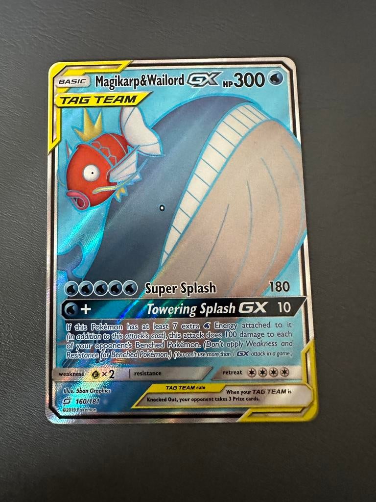 Magikarp & Wailord GX Tag Team Pokemon Kaart, Ophalen, Zo goed als nieuw