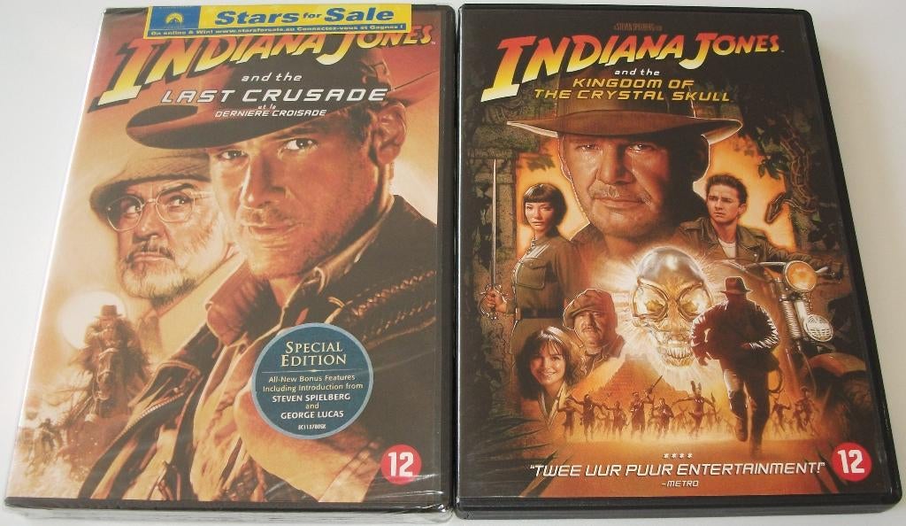 Film-Serie *** INDIANA JONES *** Deel 3 + 4, Vanaf 12 jaar, Ophalen of Verzenden, Zo goed als nieuw