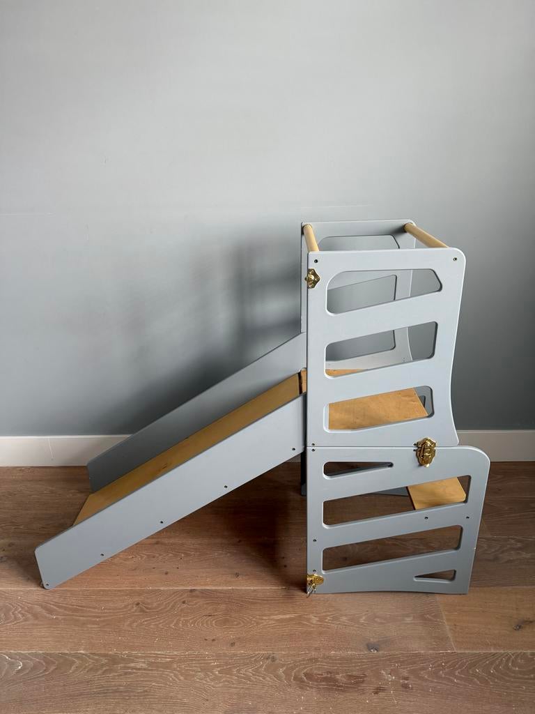 Poespas Modulair Kidsmeubel: Glijbaan, Tafeltje & Keukentrap, Ophalen, Gebruikt