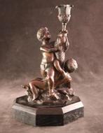 Fraaie 19e eeuwse bronzen kandelaar, Antiek en Kunst, Antiek | Kandelaars, Ophalen of Verzenden, Koper of Brons