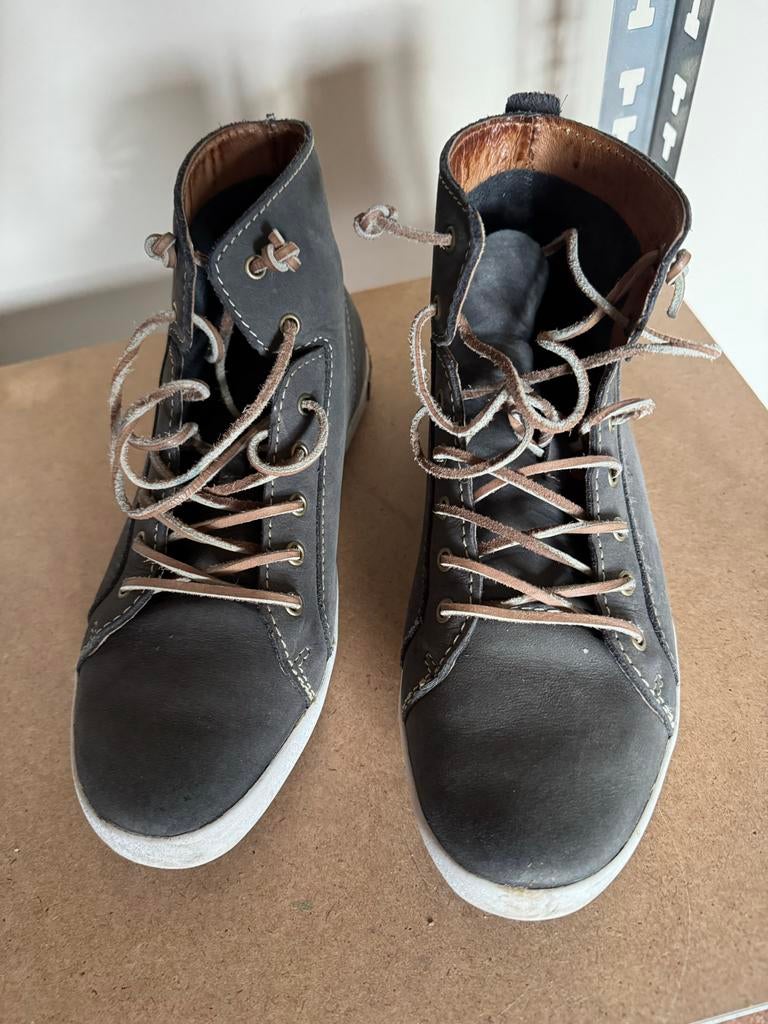 Blackstone halfhoge grijze leren schoenen, maat 40, Overige typen, Ophalen of Verzenden, Grijs, Gedragen