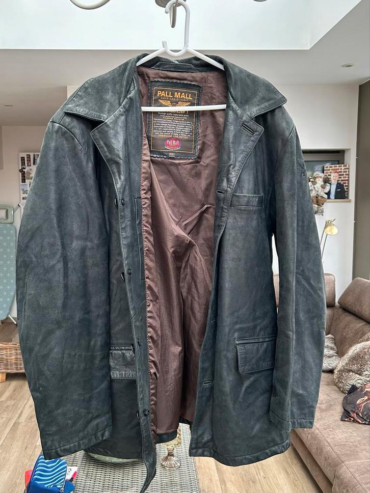 Vintage Pall Mall Leren Jas XL, Kleding | Heren, Jassen | Zomer, Zo goed als nieuw, Maat 56/58 (XL), Zwart, Ophalen of Verzenden