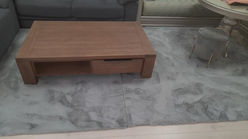 Houten salontafel met lades - 140x83 x 37 hoog cm, Huis en Inrichting, Tafels | Salontafels, Gebruikt, 100 tot 150 cm, Minder dan 50 cm