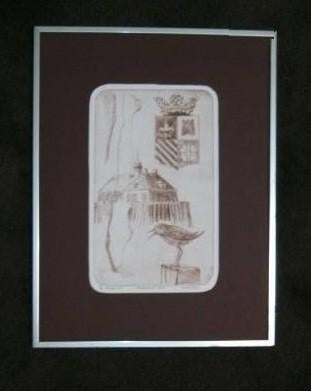 Ets van werelderfgoed #Schokland, Antiek en Kunst, Ophalen of Verzenden, Gesigneerd, Landschap, 1950 - 1999