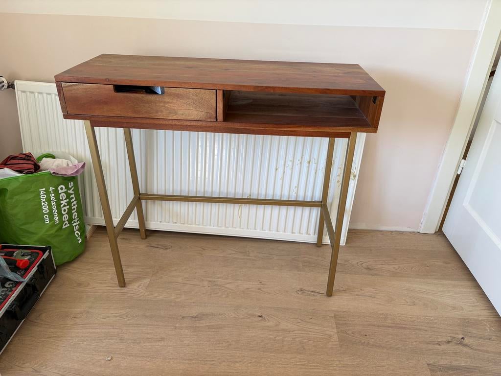 MADE Side table/bureau - Warme kleur - Hazenkamp, Huis en Inrichting, Tafels | Bijzettafels, Ophalen, Gebruikt, 75 cm of meer