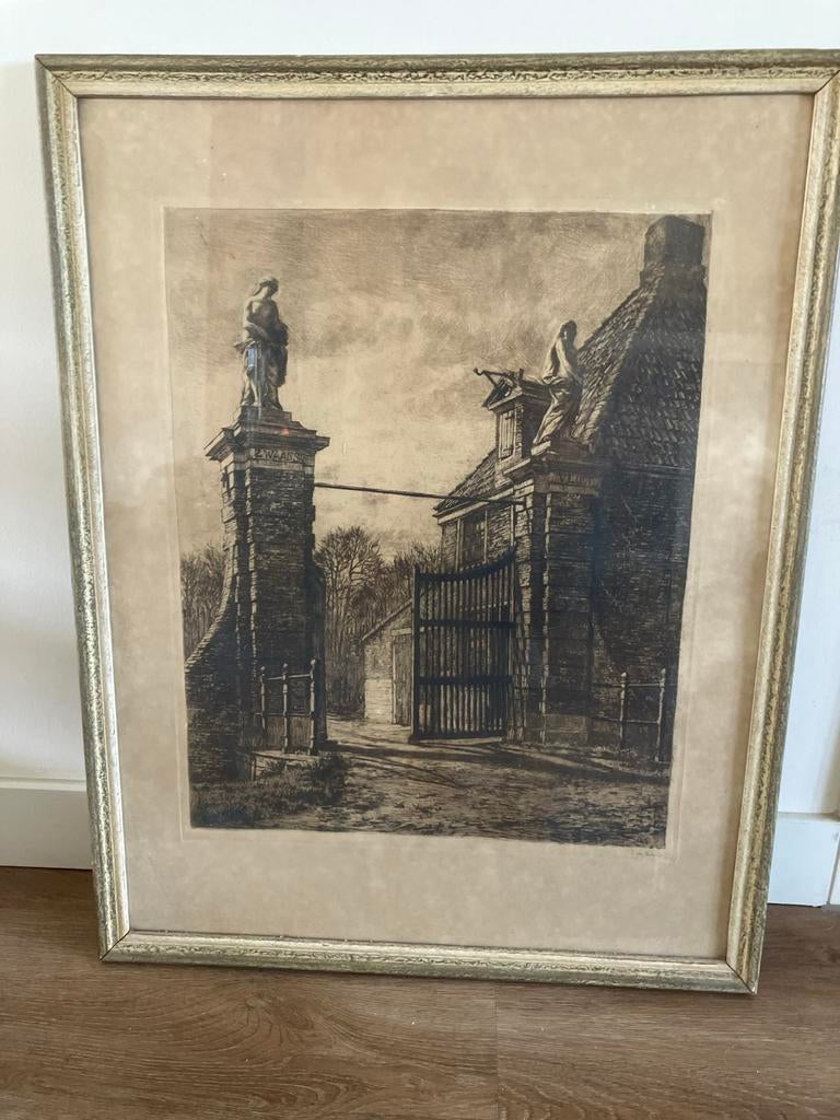 Simon de Heer - Ets - Toegangspoort landgoed Zwaansvliet, Ophalen