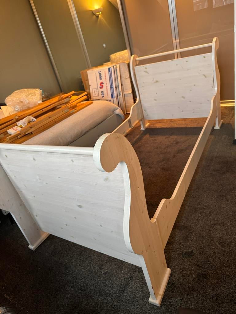 Prinsessen bed  Whitewash 1 persoons 90x200, Kinderen en Baby's, Kinderkamer | Bedden, Zo goed als nieuw, 180 cm of meer, 85 tot 100 cm