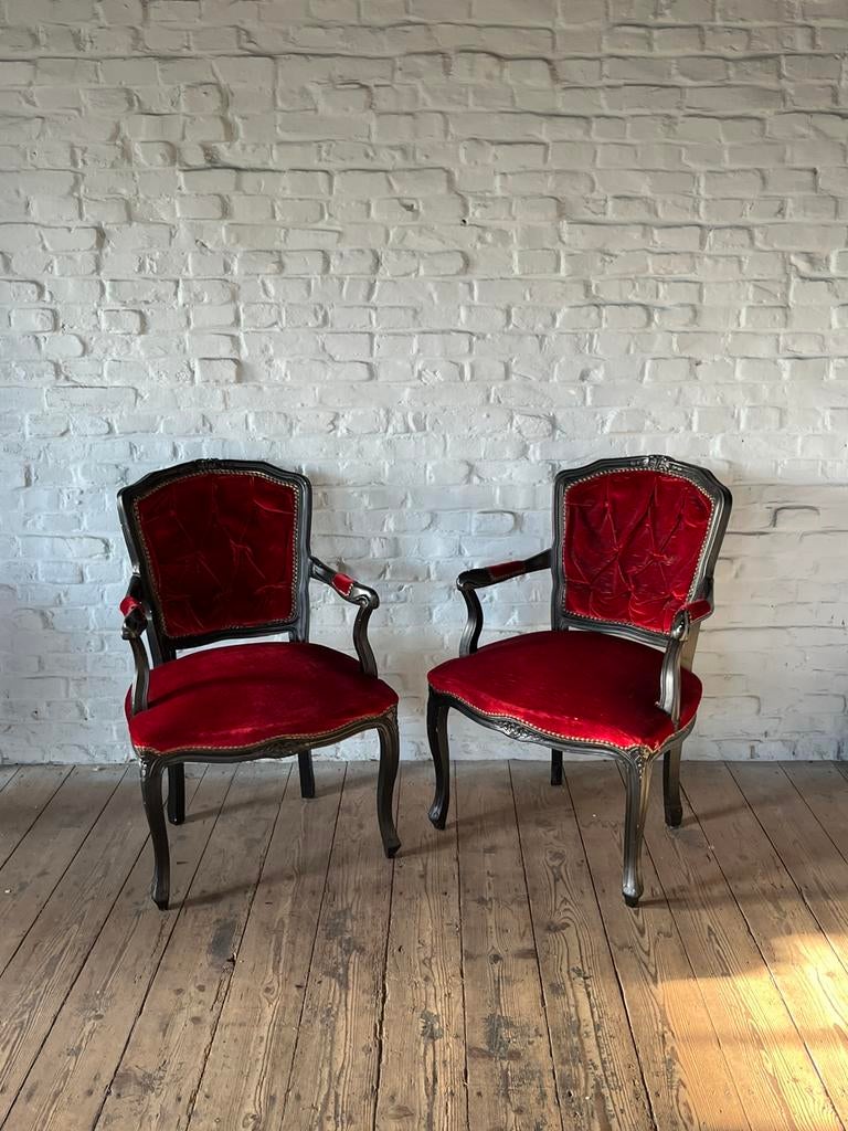 Antieke barok stoel rood stoel stoelen fauteuil, Ophalen