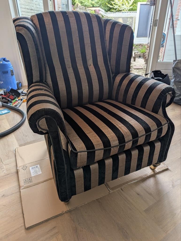 Gratis op te halen! Oorfauteuil, Huis en Inrichting, Fauteuils, Ophalen, Gebruikt, Klassiek, Gestreept, 75 tot 100 cm
