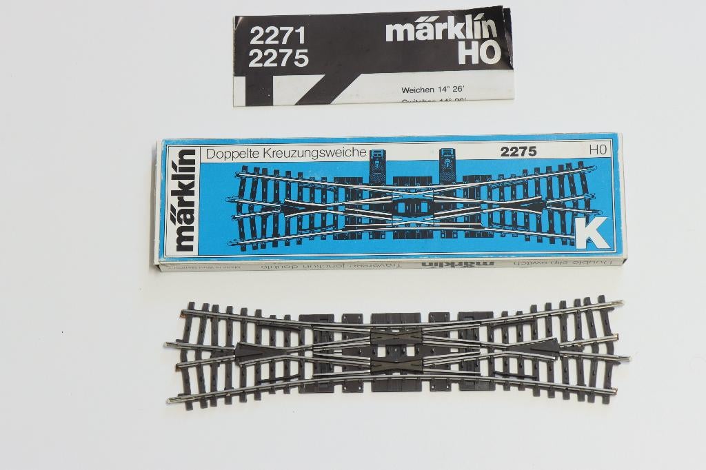 Marklin 2275 K rails. dubbele kruiswissel compl met hefboom., Ophalen of Verzenden, Wisselstroom, Rails, Märklin