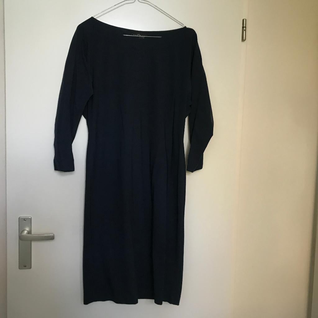 La Dress by Simone donkerblauwe jurk wijde hals maat s, Zo goed als nieuw, Maat 36 (S), Boven de knie, Verzenden
