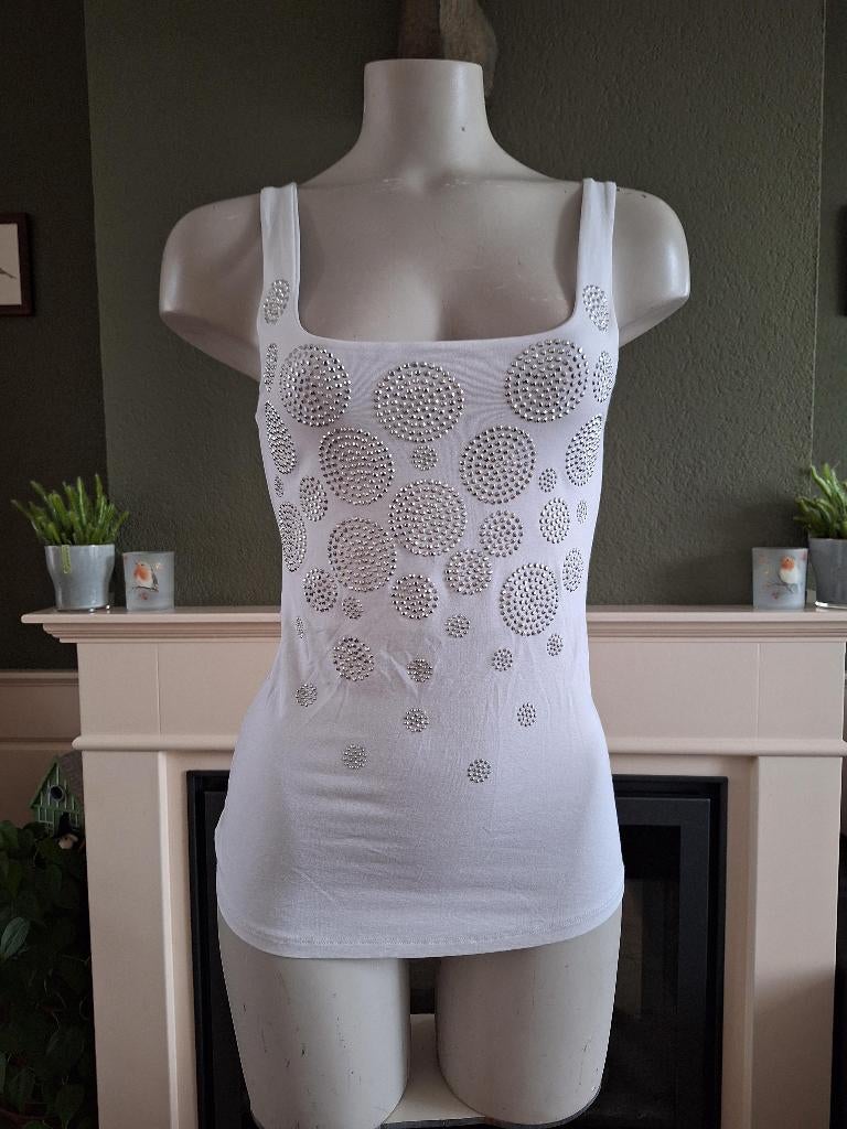 Northland wit met zilveren studs top S 36, Kleding | Dames, Verzenden, Wit, Zo goed als nieuw, Northland