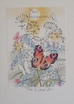 Exlibris K. Benes, bloemen en vlinders o.a. dagpauwoog, Antiek en Kunst, Kunst | Etsen en Gravures, Verzenden