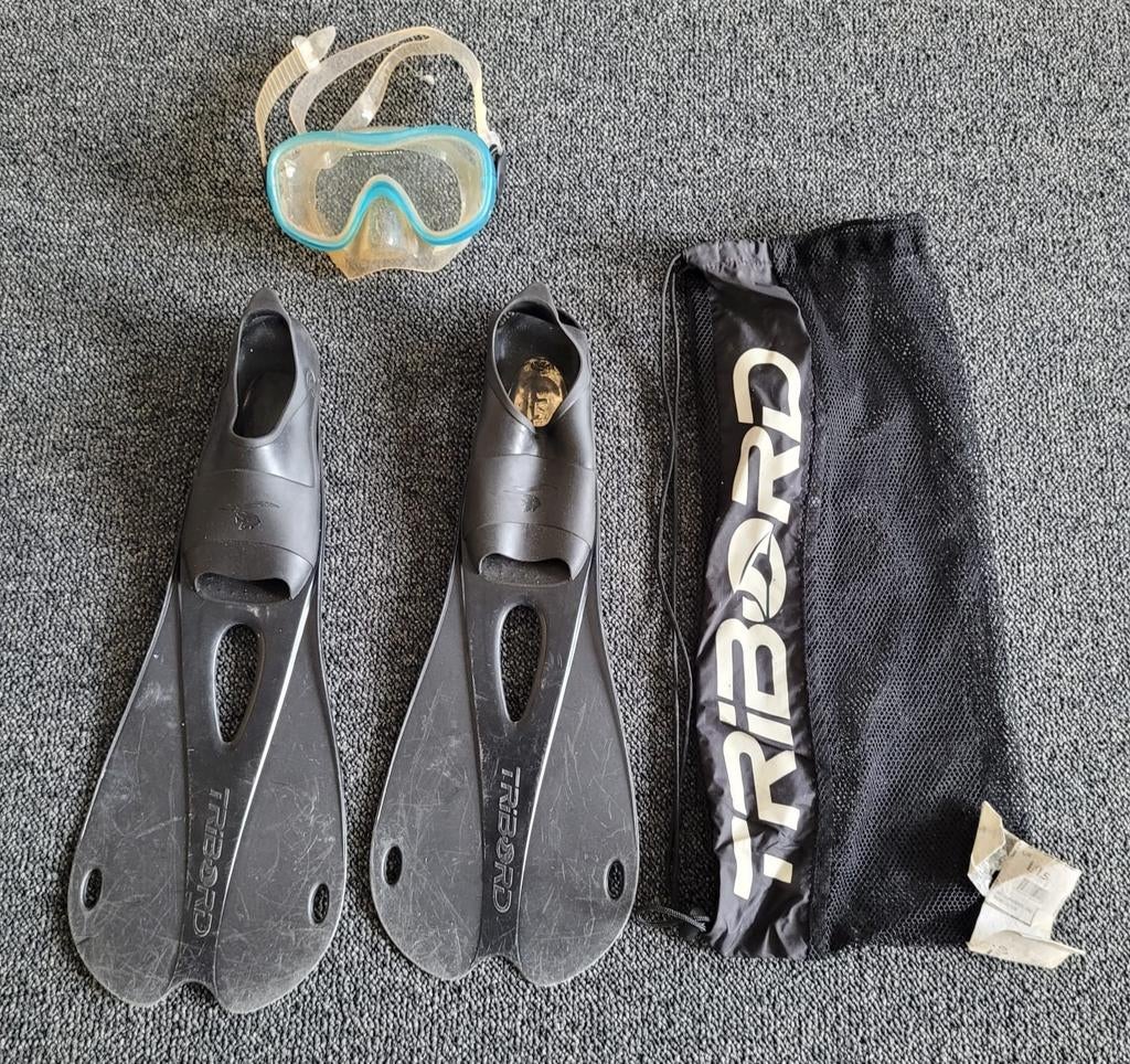 Tribord flippers en snorkelbril maat 33 / 34 snorkelset, Ophalen of Verzenden, Zwem- of Duikvliezen