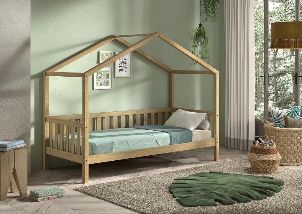 Dallas Nature huisbed met hekje - 90x200 - Massief eiken, Kinderen en Baby's, Kinderkamer | Bedden, Niet ingevuld, Niet ingevuld