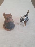 2 beeldjes glas en pottery katjes, Ophalen