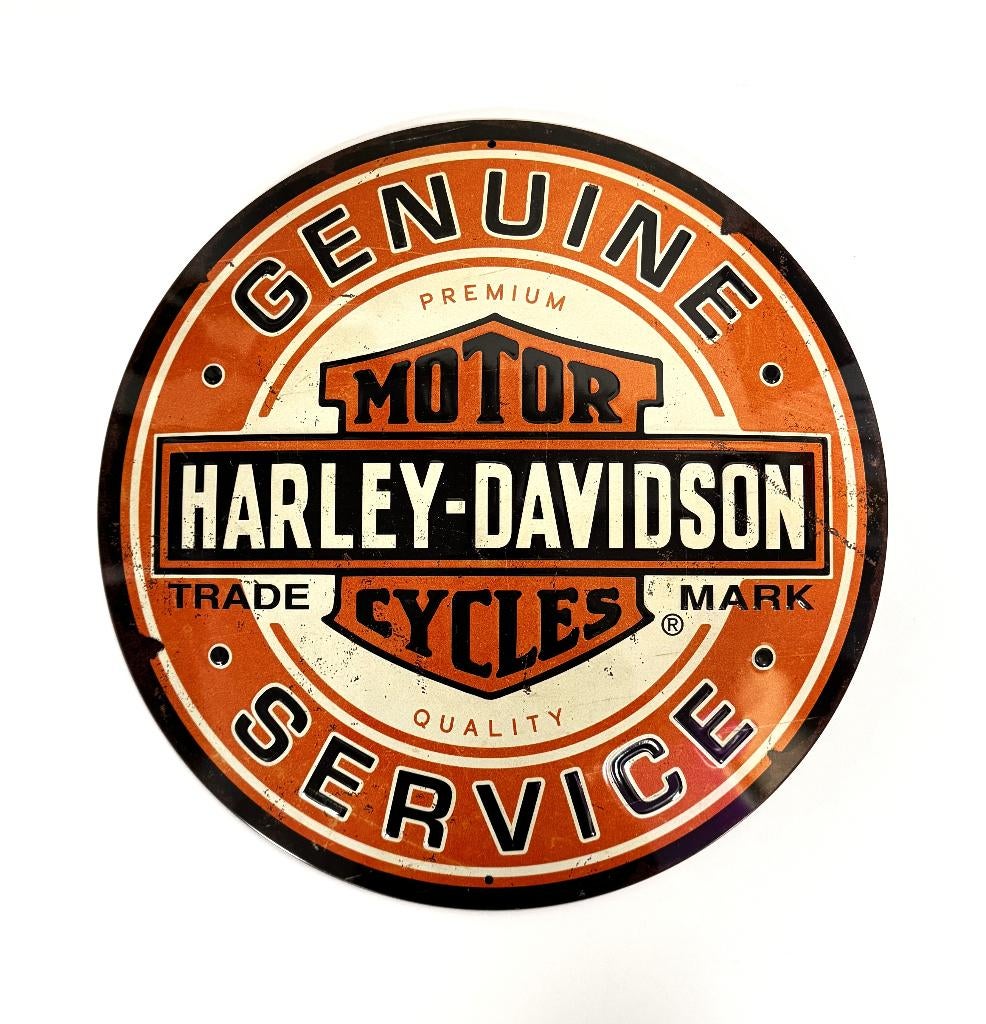 Harley Davidson service relief rond reclamebord van metaal, Ophalen of Verzenden, Nieuw, Auto's