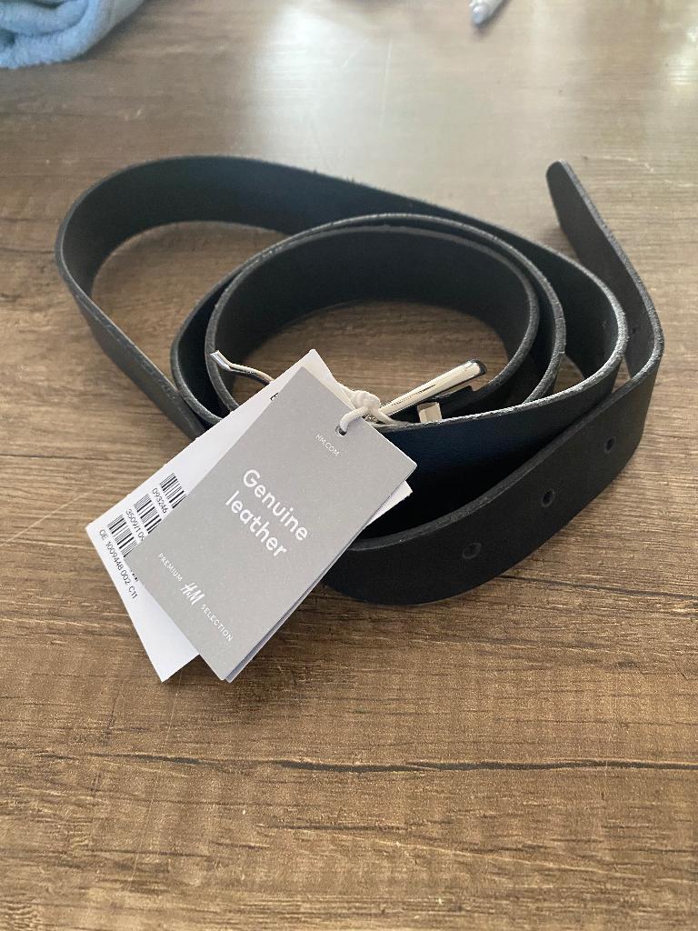 Riem zwart leather h & m nw, Kleding | Dames, Riemen en Ceinturen, H&M, 100 cm of meer, Zwart, Nieuw