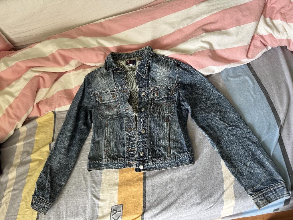 denim jacket, Kleding | Dames, Jassen | Zomer, Zo goed als nieuw, Maat 42/44 (L), Blauw, Ophalen