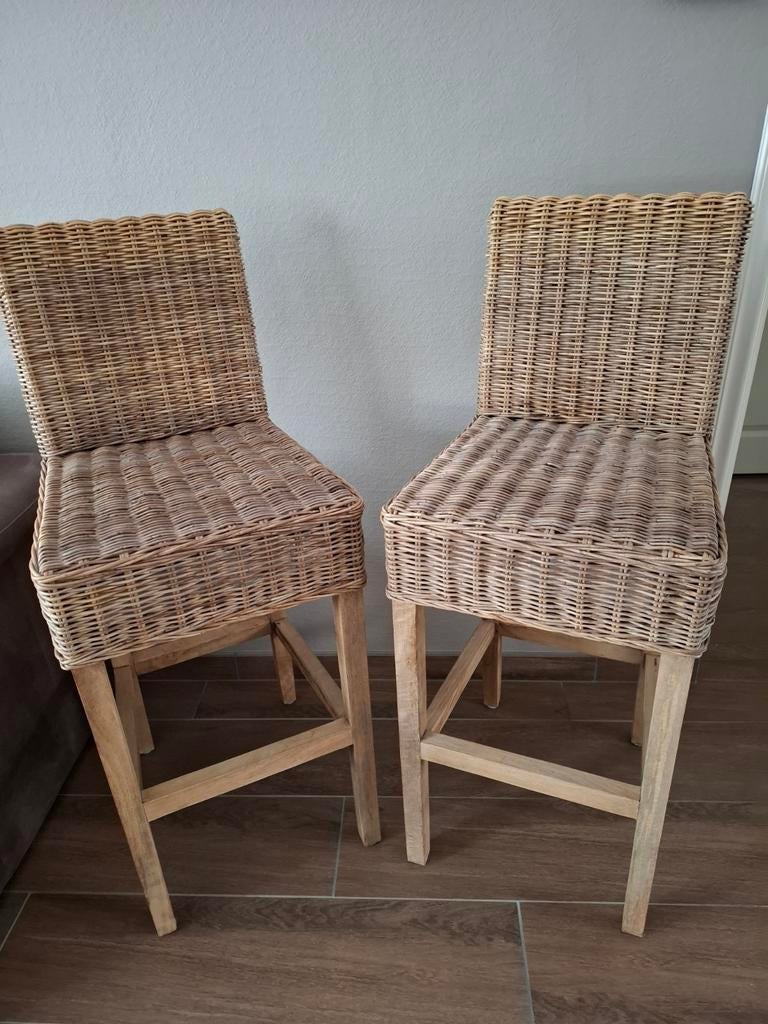 2 rotan barkrukken, Huis en Inrichting, Barkrukken, Ophalen