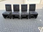 4 eetkamerstoelen met soft wieltjes, Ophalen, Zo goed als nieuw, Vier, Stof